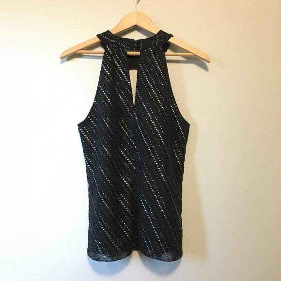 Made in Canada Glamour Witch Black and Silver High Rounded Neck Keyhole … - Picture 2 of 16